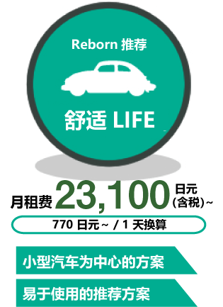 Reborn推荐 舒适LIFE 月租费 23,100 日元（含税）～ 770 日元～ / 1 天换算